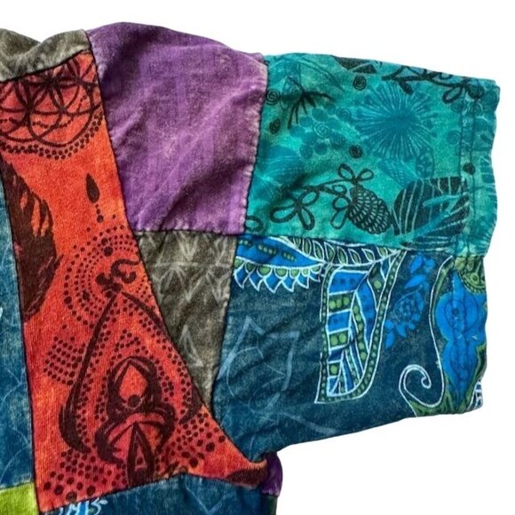 Handmade Bohemian Hippie Patchwork Cotton Top Multicolor by Juan Tommy Size M - Picture 11 of 13